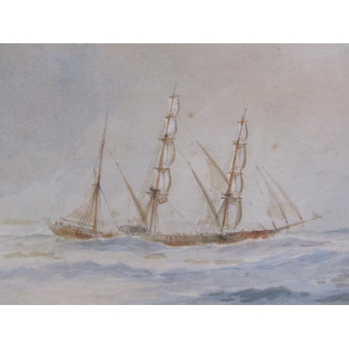 1286 - W.N TOMKIN 1911 - A STEAM SHIP AND SAILING VESSELS ON ROUGH SEA, SIGNED WATERCOLOUR, F/G, 23CM X 41C... 