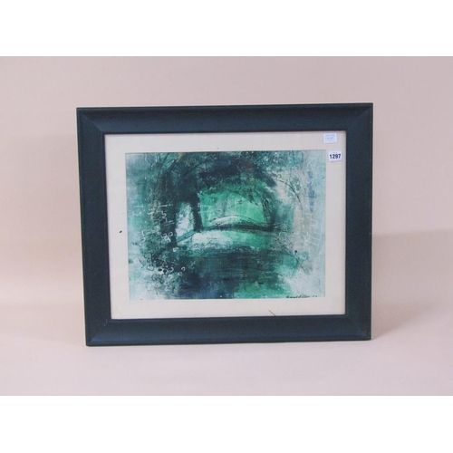 1297 - GERALD COX 73 - ABSTRACT TUNNEL, SIGNED AND DATED WATERCOLOUR, F/G, 35CM X 46CM