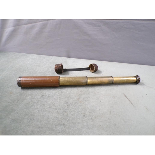 1347 - LEATHER CASED TELESCOPE - 21cms L