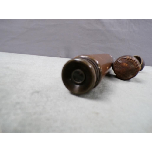 1347 - LEATHER CASED TELESCOPE - 21cms L