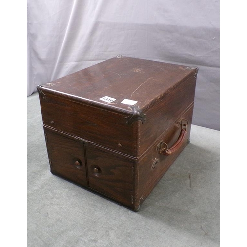 1349 - EARLY 20c OAK CASED GRAMAPHONE WITH RECORDS, NEEDLES ETC