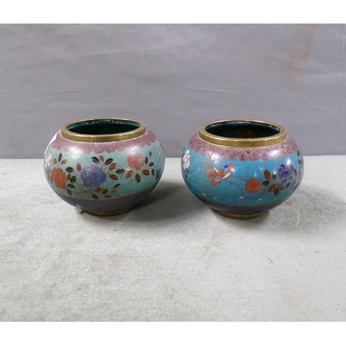 1416 - PAIR OF CLOISONNE BALUSTER BOWLS, 10CM DIAM