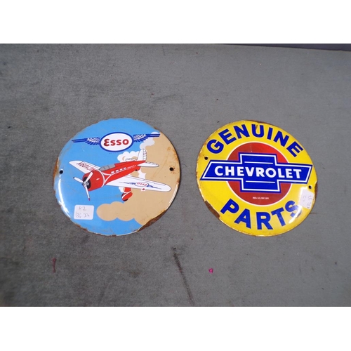 1417 - TWO ENAMEL CIRCULAR SIGNS