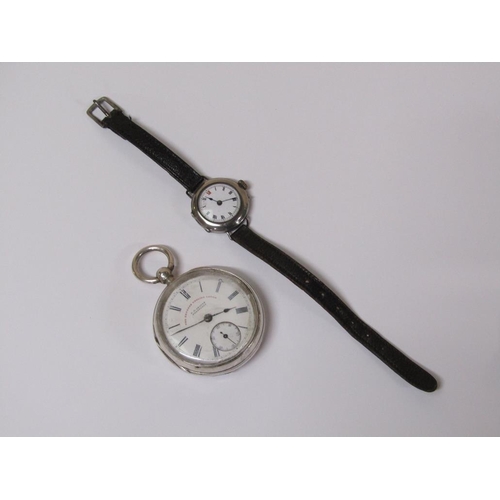 1490 - JG GRAVES SHEFFIELD EXPRESS ENGLISH LEVER POCKET WATCH, SILVER CASED WRISTWATCH