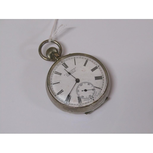 1500 - W B BLOOMFIELD STAINLESS STEEL CASED POCKETWATCH