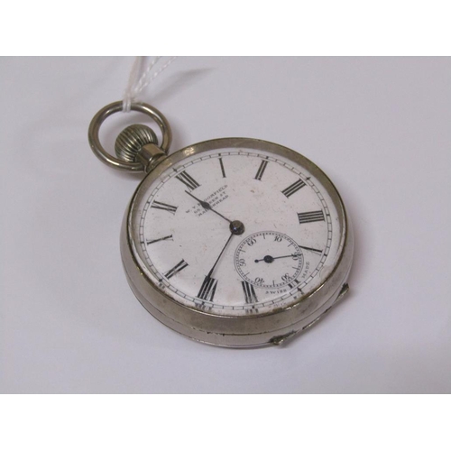 1500 - W B BLOOMFIELD STAINLESS STEEL CASED POCKETWATCH