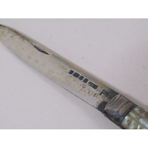 1519 - MOTHER OF PEARL HANDLED SILVER BLADED PEN KNIFE