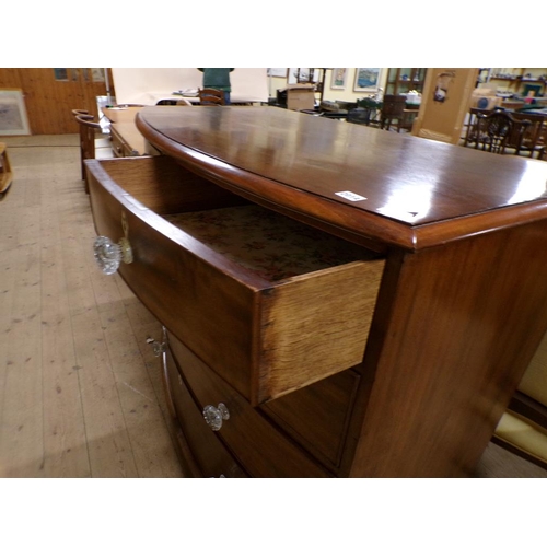 2014 - VICTORIAN MAHOGANY BOW FRONT CHEST OF TWO SHORT AND THREE LONG DRAWERS, 108CM W, 121CM