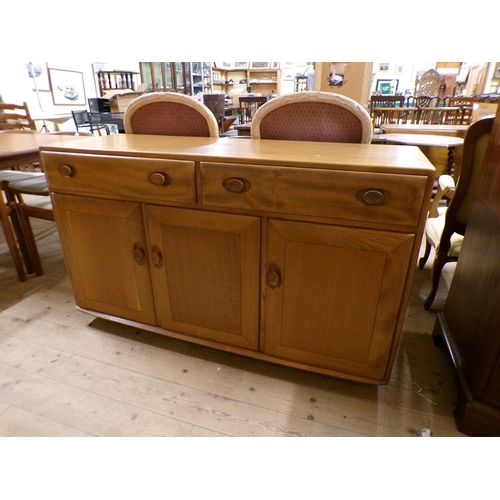 2015 - ERCOL SIDEBOARD FITTED TWO FRIEZE DRAWERS OVER CUPBOARD