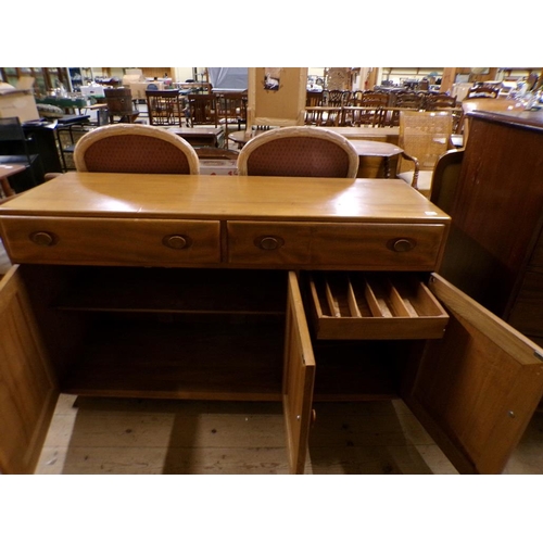 2015 - ERCOL SIDEBOARD FITTED TWO FRIEZE DRAWERS OVER CUPBOARD