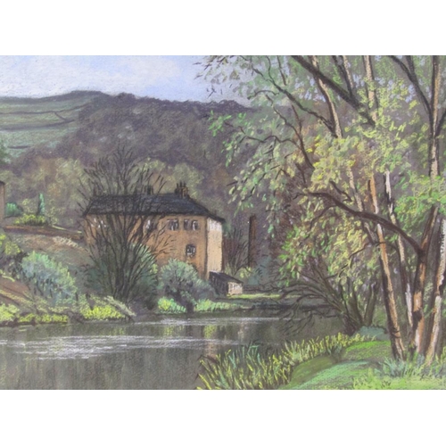 1258 - F&G PASTEL RIVER AND TWO COLLAGES JACK CROSSLAND