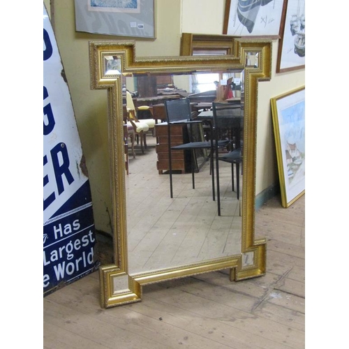 1234A - GILTWOOD PANELLED BEVEL EDGE WALL MIRROR, 117CM X 85CM