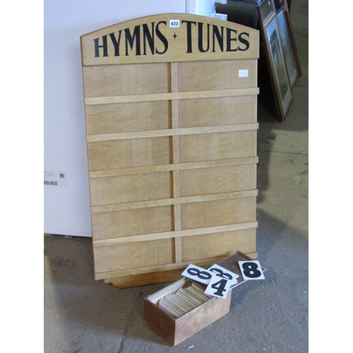 622 - CHURCH HYMNS AND TUNE BOARD WITH NUMBERS