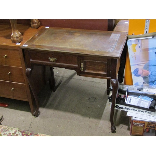 627 - EDWARDIAN LEATHER TOP LOWBOY