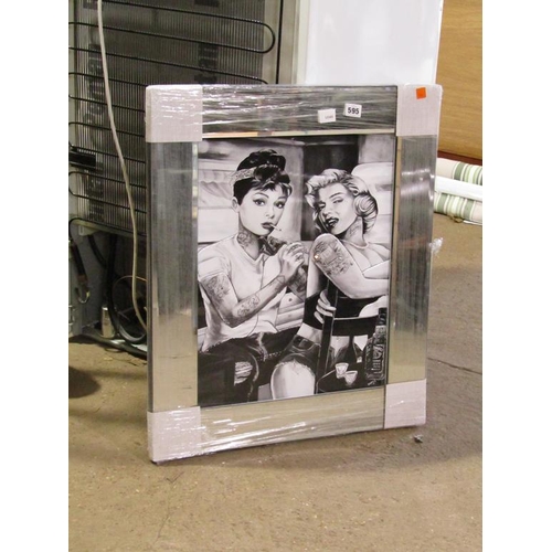 595 - CONTEMPORARY FRAMED AUDREY AND MARILYN TATTOO PRINT