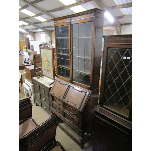 673 - 1930s OAK BUREAU BOOKCASE