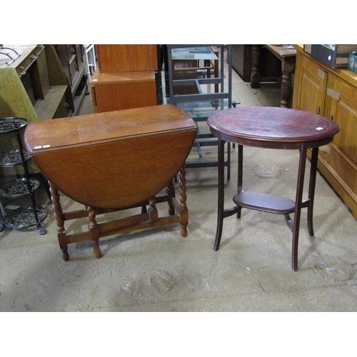 684 - 1930s OAK GATELEG TABLE AND AN INLAID TABLE