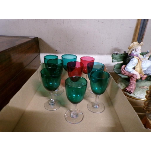 109 - BRISTOL GREEN AND CRANBERRY WINE GLASSES - 19C