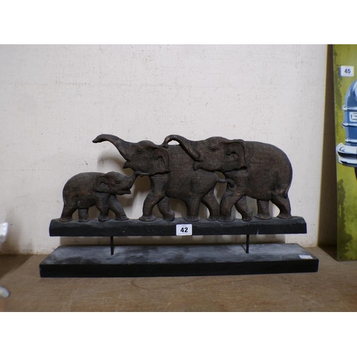 42 - WOODEN ELEPHANT DISPLAY