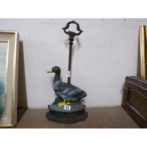 63 - CAST AND PAINTED DUCK DOORSTOP