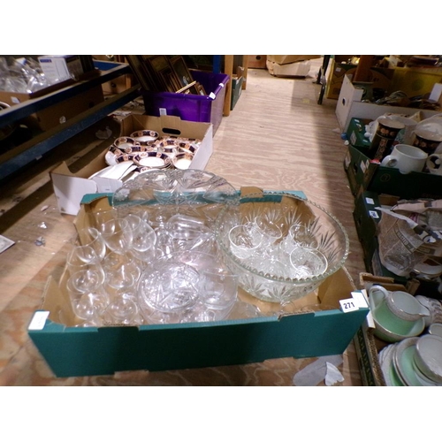 271 - BOX OF MIXED GLASSWARE TO INCL CRYSTAL