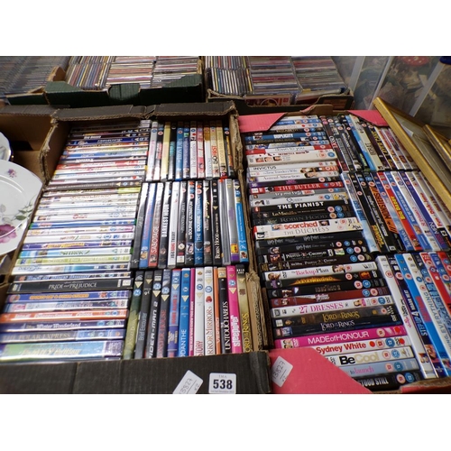 538 - TWO BOXES OF DVD'S