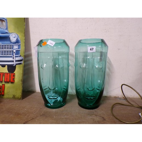 46 - PAIR OF ART DECO STYLE HEAD VASES