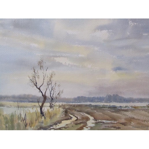 1204 - RONALD CRAMPTON - PAIR, SNOW ON THE FENN & SNAPE MARSH, SUFFOLK, F/G, EACH APPROX 33CM X 49CM