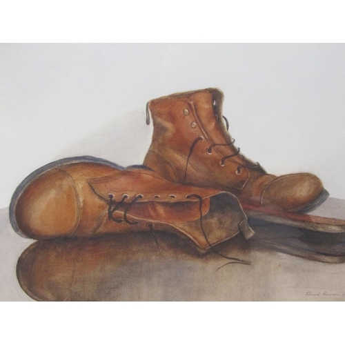 1206 - EDWARD EMERSON 69 - ARTHURS BOOTS, SIGNED WATERCOLOUR, F/G, 38CM X 55CM