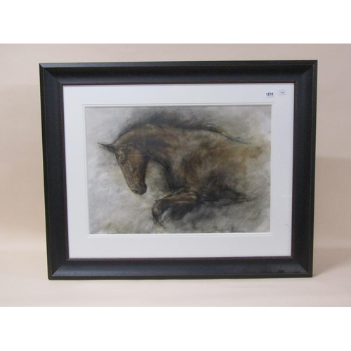 1210 - GARY BENFIELD - STUDY OF A HORSE, SIGNED, F/G, 50CM X 70CM