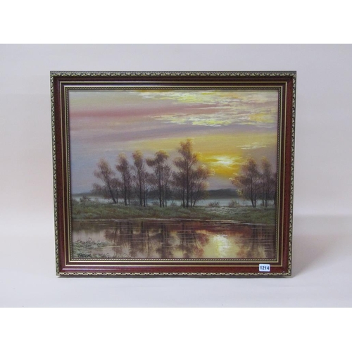 1214 - BECK - SUNSET WITH RIVER IN FOREGROUND, SIGNED OIL ON CANVAS, FRAMED, 50CM X 60CM