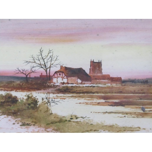 1223 - G MILLER - PAIR, SUNRISE & SUNSET, EAST ANGLIAN LANDSCAPES, SIGNED WATERCOLOURS, F/G, 19CM X 39CM