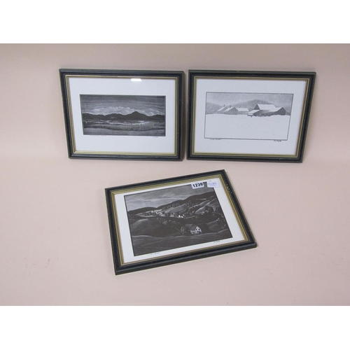 1239 - CHARLES RAFFERTY - THREE F/G B&W PRINTS, EACH APPROX 20CM X 28CM