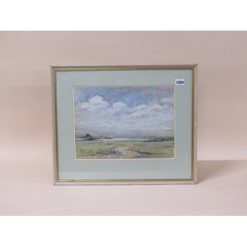 1250 - DOREEN ALLEN - BRANCASTER HARBOUR, SIGNED WATERCOLOUR, F/G, 26CM X 36CM