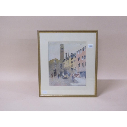 1260 - P TUNNICLIFFE - VENICE SHADOWS, SIGNED WATERCOLOUR, F/G, 31CM X 25CM