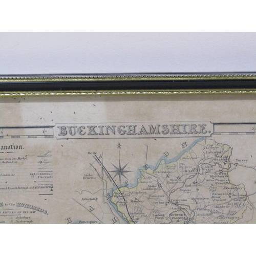 1261 - ANTIQUE MAP OF BUCKINGHAMSHIRE, F/G, 39CM X 26CM