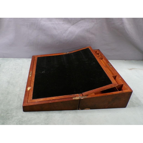 1293 - 19C MAHOGANY WRITING SLOPE, 50CM W