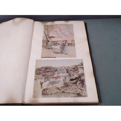 1283 - EARLY 20C FOLIO OF ORIENTAL COLOURED PHOTOGRAPHS - MOSTLY JAPAN; SOME B&W PHOTOGRAPH - EUROPE ETC