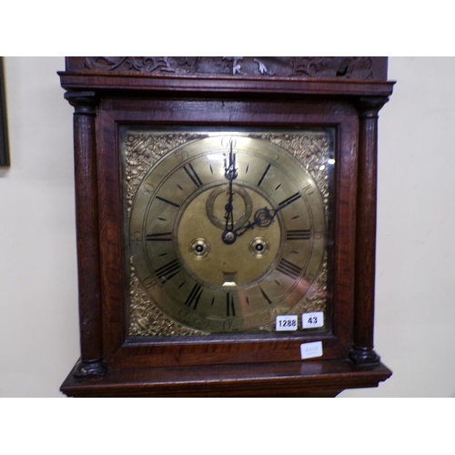 1288 - MID 18C LONGCASE CLOCK SIGNED WILLIAM JOYCE, COCKSHUTT, 203CM H