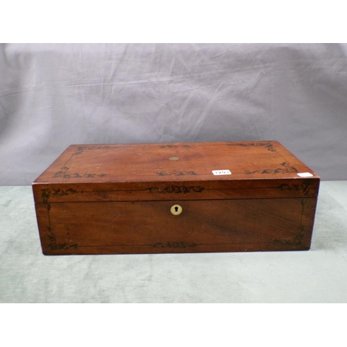 1293 - 19C MAHOGANY WRITING SLOPE, 50CM W