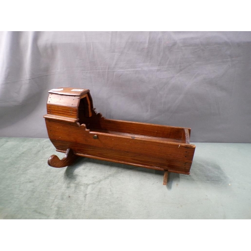 1306 - LATE VICTORIAN STAINED PINE DOLLS CRIB