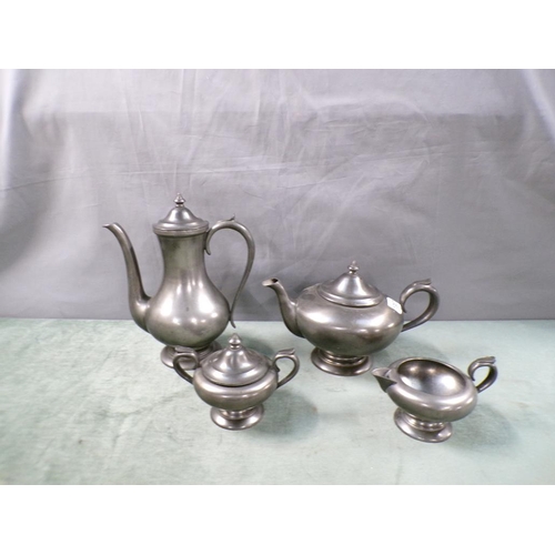 1307 - FOUR PIECE PEWTER TEASET