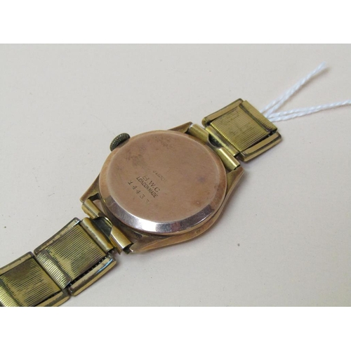 9ct GOLD CASED BWC (BUTTES) WATCH COMPANY GENTS WATCH ON PLATED STRAP