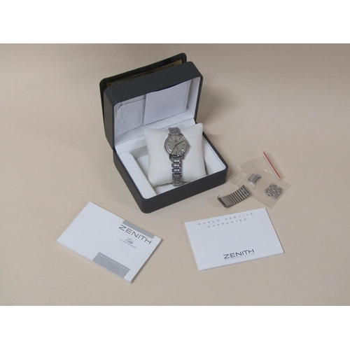 1520 - ZENETH STAINLESS STEEL AUTOMATIC GENTS WATCH, CASE NO. 01.1280.380 IN ORIGINAL BOX WITH INSTRUCTIONS... 