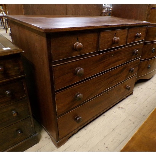 1873 - 19C MAHOGANY CHEST OF THREE SHORT AND THREE LONG DRAWERS, 115CM W, 90CM H