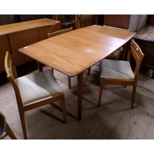 1875 - 1970'S MACINTOSH TEAK EXTENDING DINING TABLE, 147CM W, 75CM H AND FOUR ACCOMPANYING CHAIRS