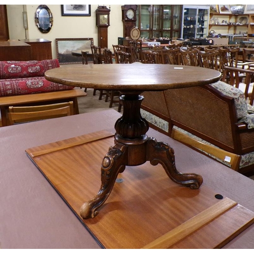 1880 - 19C MAHOGANY CUT DOWN PEDESTAL TABLE, 43CM W, 48CM H