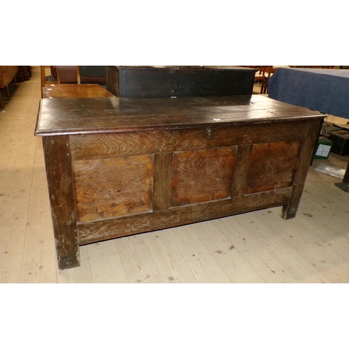 1881 - LATE 17C/EARLY 18C OAK CHEST, 136CM W, 64CM H