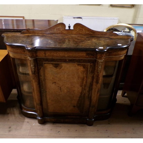 1885 - VICTORIAN FIGURED WALNUT CREDENZA, 148CM W, 115CM H