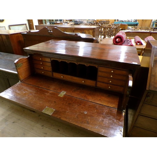 1890 - 19C MAHOGANY SECRETAIRE CHEST WITH CUPBOARD BASE AND FITTED INTERIOR, 112CM W, 102CM H